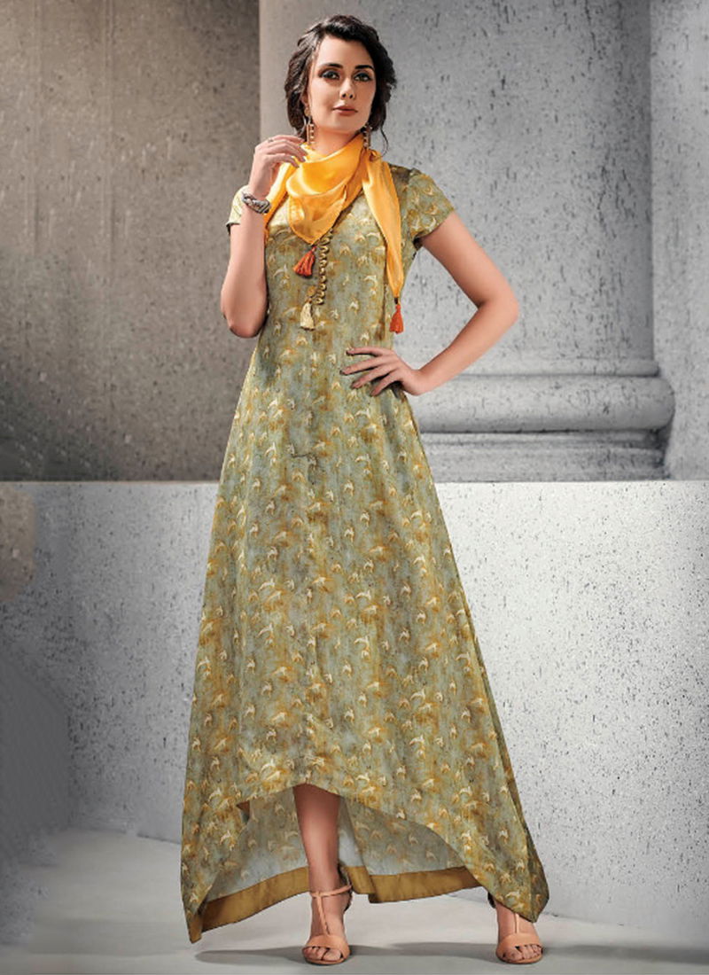 Shades Vol 2 Cotton Silk Satin Digital Print New Designer Long Kurti Collection 4191-4198